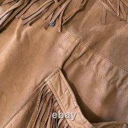Vintage Forenza Leather Jacket Fringe Women's Size Large Tan Pockets Western