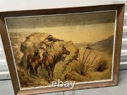 Vintage Frederic Remington Apache AmbushWestern Print 18x 24 Framed