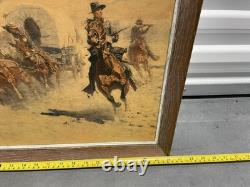 Vintage Frederic Remington Attack on the Supply WagonsWestern Print 18x 26