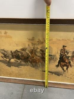 Vintage Frederic Remington Attack on the Supply WagonsWestern Print 18x 26