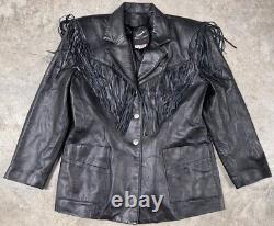 Vintage Fringe Leather Jackets Women's Lg/XL Stampede Moto Biker Western 80s