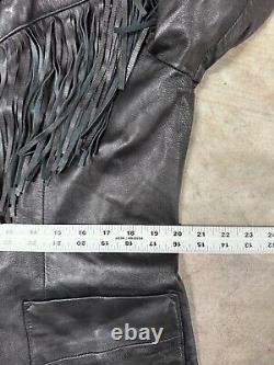 Vintage Fringe Leather Jackets Women's Lg/XL Stampede Moto Biker Western 80s