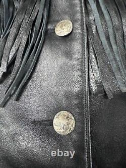 Vintage Fringe Leather Jackets Women's Lg/XL Stampede Moto Biker Western 80s