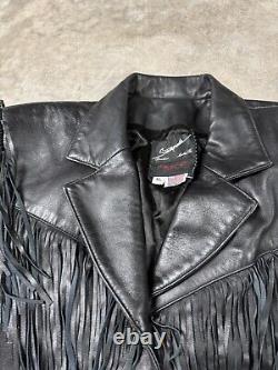 Vintage Fringe Leather Jackets Women's Lg/XL Stampede Moto Biker Western 80s