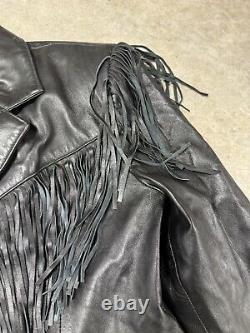 Vintage Fringe Leather Jackets Women's Lg/XL Stampede Moto Biker Western 80s