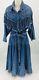 Vintage Fringed Rhinestone Denim Dress Maxi Large Blue 1980 Cowgirl