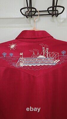 Vintage Gaucho Orig. Men's Rockabilly/Western/Riverboat/Gambler shirt Large Red