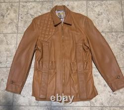 Vintage Genuine Deerskin Leather Coat Custom Made Brown Quilted Western Jacket