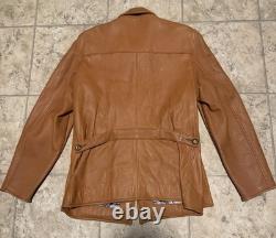 Vintage Genuine Deerskin Leather Coat Custom Made Brown Quilted Western Jacket