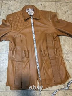 Vintage Genuine Deerskin Leather Coat Custom Made Brown Quilted Western Jacket