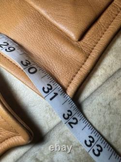 Vintage Genuine Deerskin Leather Coat Custom Made Brown Quilted Western Jacket