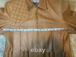 Vintage Genuine Deerskin Leather Coat Custom Made Brown Quilted Western Jacket