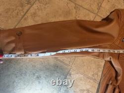 Vintage Genuine Deerskin Leather Coat Custom Made Brown Quilted Western Jacket