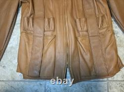 Vintage Genuine Deerskin Leather Coat Custom Made Brown Quilted Western Jacket