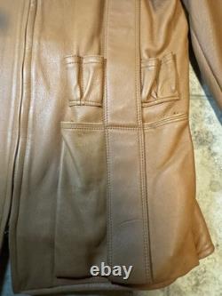 Vintage Genuine Deerskin Leather Coat Custom Made Brown Quilted Western Jacket