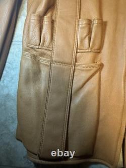 Vintage Genuine Deerskin Leather Coat Custom Made Brown Quilted Western Jacket