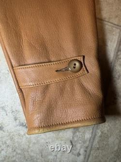 Vintage Genuine Deerskin Leather Coat Custom Made Brown Quilted Western Jacket