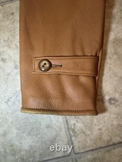 Vintage Genuine Deerskin Leather Coat Custom Made Brown Quilted Western Jacket