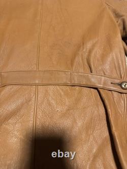 Vintage Genuine Deerskin Leather Coat Custom Made Brown Quilted Western Jacket