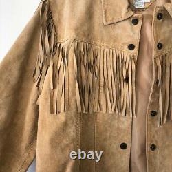 Vintage Genuine Leather Fringe Western Jacket