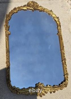 Vintage Gold Ornate Wall Mirror Hollywood Regency Baroque Style Arch Frame Large