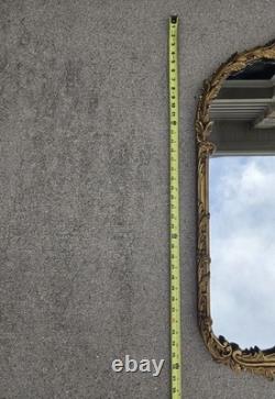 Vintage Gold Ornate Wall Mirror Hollywood Regency Baroque Style Arch Frame Large