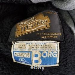 Vintage Great Western Wool Faux Fur 3 Button Jacket Size 40 Medium Large
