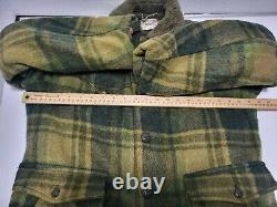 Vintage H BAR C Ranchwear Cowboy Coat Western Jacket Wool Green Plaid Sherpa LG