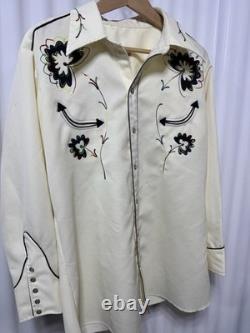 Vintage H Bar C California Long tail Ranchwear Embroidered Western Shirt Mens XL