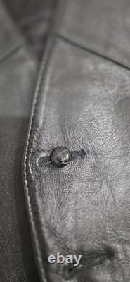 Vintage H Bar C California Ranchwear Black Leather Western Vest Size 44 #7377