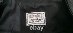 Vintage H Bar C California Ranchwear Black Leather Western Vest Size 44 #7377