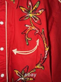 Vintage H Bar C California Ranchwear Men's Large Embroidered Pearl Snap Western
