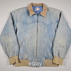 Vintage H Bar C Denim Bomber Jacket Western Ranchwear USA Men's Large