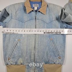 Vintage H Bar C Denim Bomber Jacket Western Ranchwear USA Men's Large