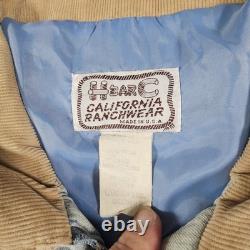 Vintage H Bar C Denim Bomber Jacket Western Ranchwear USA Men's Large