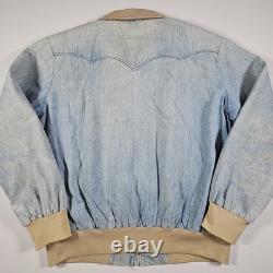 Vintage H Bar C Denim Bomber Jacket Western Ranchwear USA Men's Large