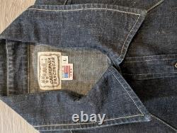 Vintage H Bar C Ranchwear DENIM WESTERN SAWTOOTH SHIRT Size L Black Diamond Snap