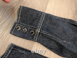 Vintage H Bar C Ranchwear DENIM WESTERN SAWTOOTH SHIRT Size L Black Diamond Snap