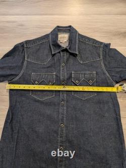 Vintage H Bar C Ranchwear DENIM WESTERN SAWTOOTH SHIRT Size L Black Diamond Snap
