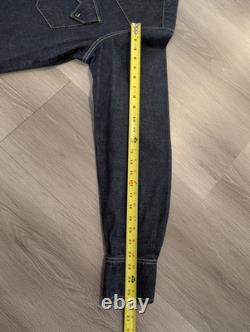 Vintage H Bar C Ranchwear DENIM WESTERN SAWTOOTH SHIRT Size L Black Diamond Snap