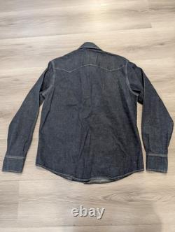 Vintage H Bar C Ranchwear DENIM WESTERN SAWTOOTH SHIRT Size L Black Diamond Snap