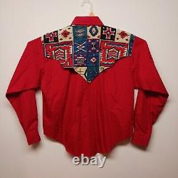 Vintage H Bar C Ranchwear Western Button Up Shirt Aztec Design Womens Large