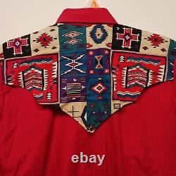 Vintage H Bar C Ranchwear Western Button Up Shirt Aztec Design Womens Large