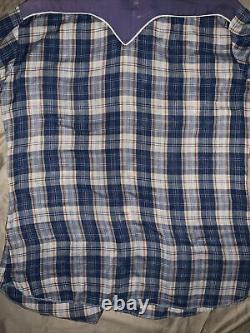 Vintage HBarC Ranchwear Large Blue Pearl Snap Shirt RARE Rockabilly 50s 60s