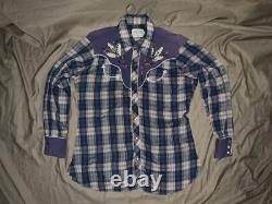 Vintage HBarC Ranchwear Shirt Pearl Snap Rockabilly Sz Large RARE 50s 60s