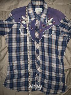 Vintage HBarC Ranchwear Shirt Pearl Snap Rockabilly Sz Large RARE 50s 60s