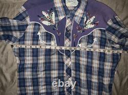 Vintage HBarC Ranchwear Shirt Pearl Snap Rockabilly Sz Large RARE 50s 60s
