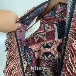 Vintage Handmade Aztec Design Coat Southwestern Boho Western Blanket Jacket L