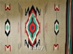 Vintage Handmade Early Weaving Large Chimayo Wool Blanket