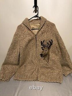 Vintage Heavy Knit Western Outerwear Deer Sweater Cardigan Zip Up Large